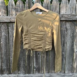 Tiger Mist Green Corset Tied Crop Top M